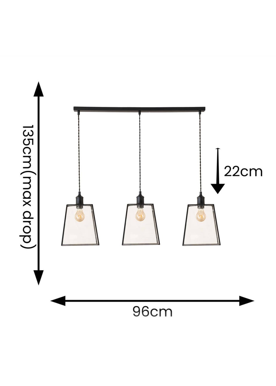 ValueLights Susie Glass Lantern Lamp Shade 3 Drop Diner Ceiling Pendant Light