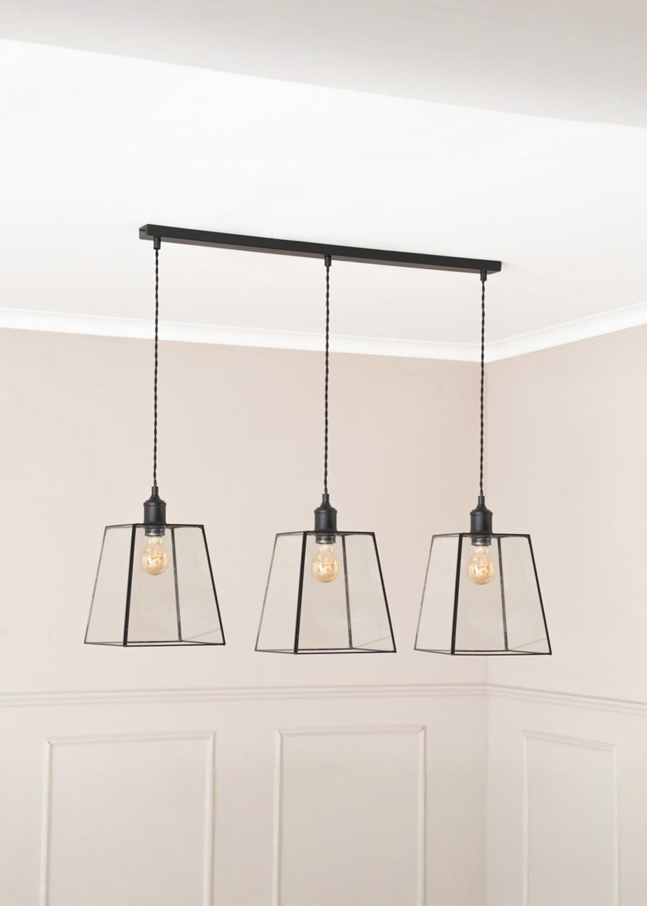 ValueLights Susie Glass Lantern Lamp Shade 3 Drop Diner Ceiling Pendant Light