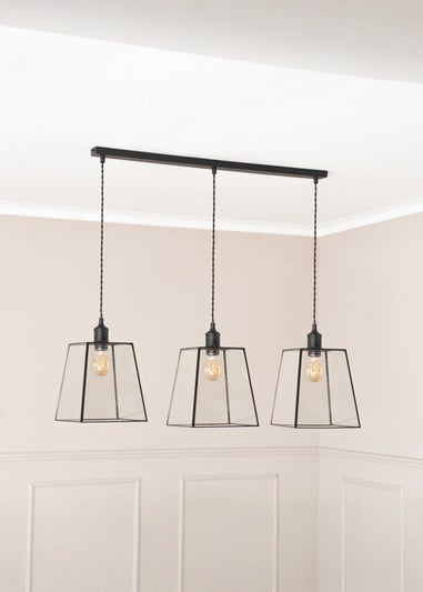 ValueLights Susie Glass Lantern Lamp Shade 3 Drop Diner Ceiling Pendant Light