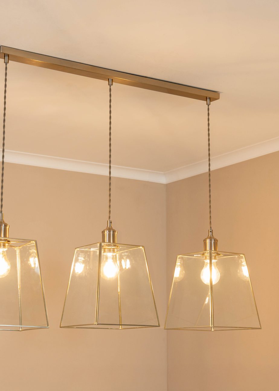 ValueLights Susie Glass Lantern Lamp Shade 3 Drop Diner Ceiling Pendant Light