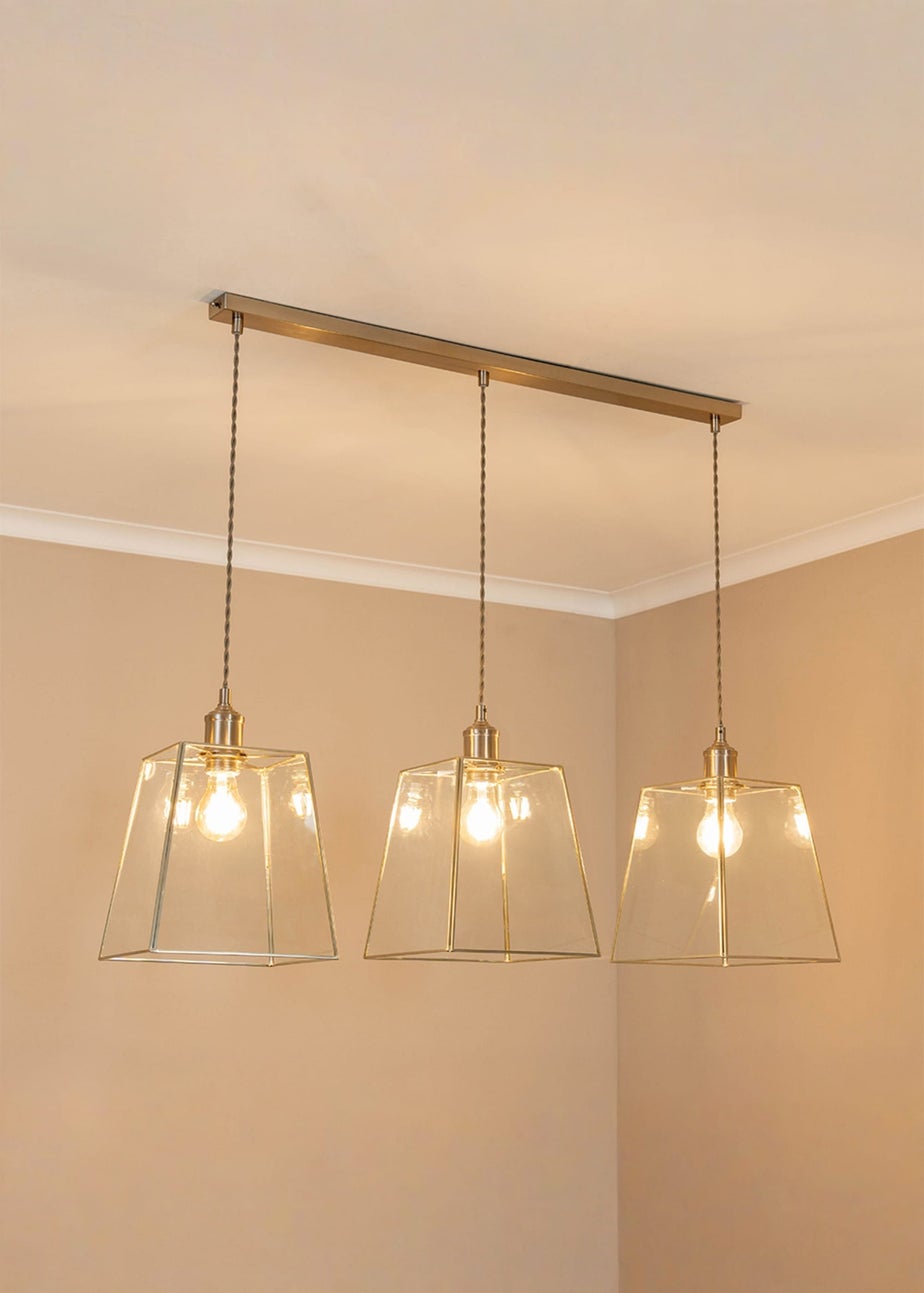 ValueLights Susie Glass Lantern Lamp Shade 3 Drop Diner Ceiling Pendant Light