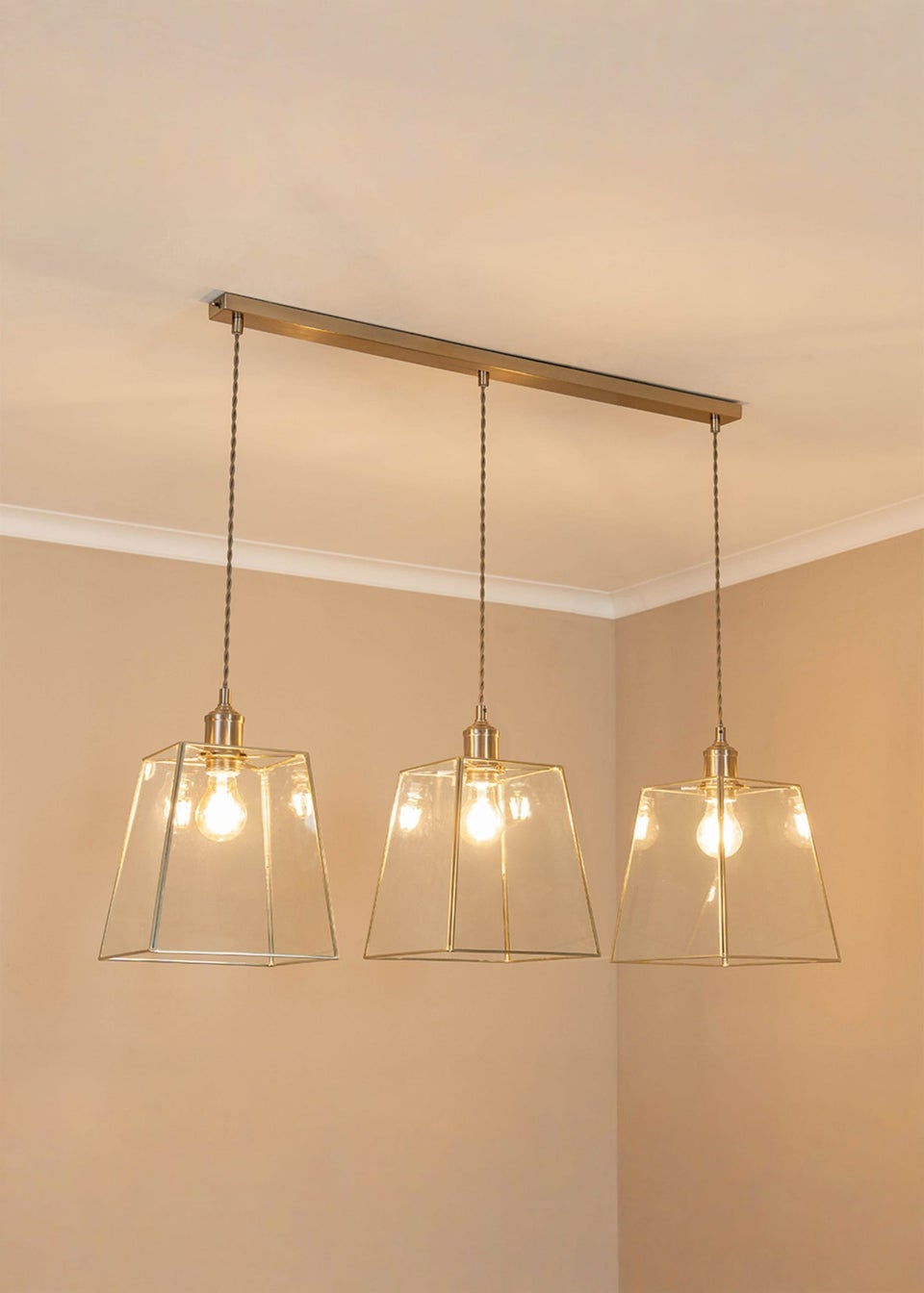 ValueLights Susie Glass Lantern Lamp Shade 3 Drop Diner Ceiling Pendant Light