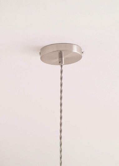 ValueLights Susie Glass Lantern Lamp Shade Brushed Chrome Single Ceiling Pendant Light