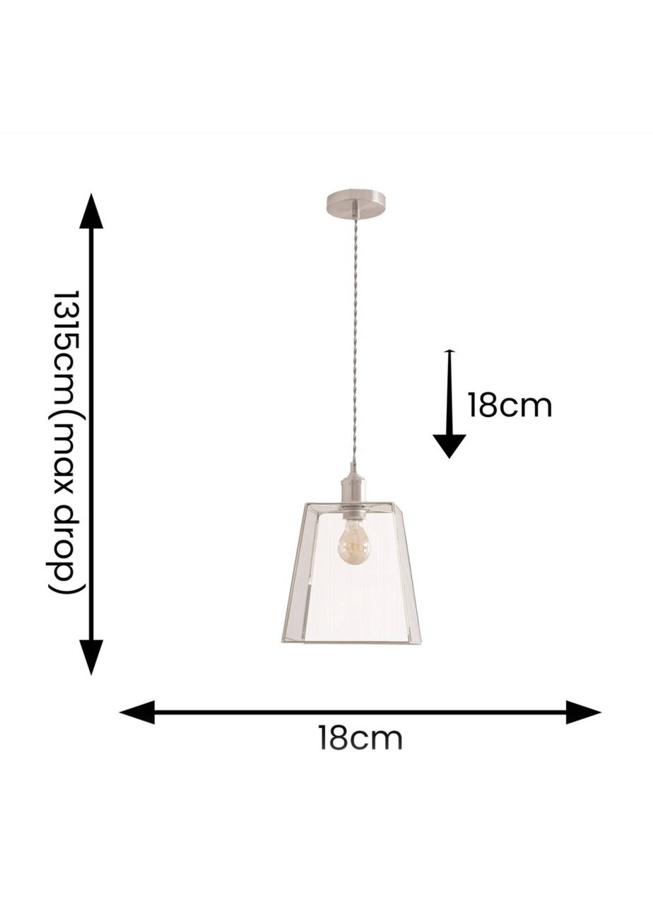 ValueLights Susie Glass Lantern Lamp Shade Brushed Chrome Single Ceiling Pendant Light
