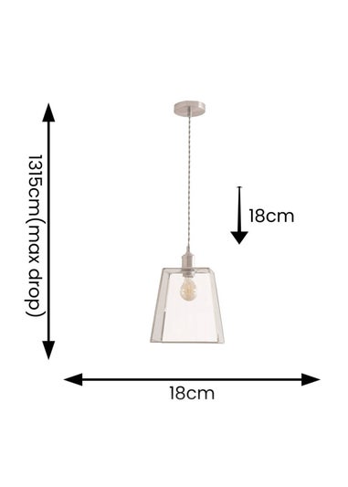 ValueLights Susie Glass Lantern Lamp Shade Brushed Chrome Single Ceiling Pendant Light