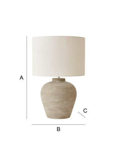 ValueLights Reid Linen Drum Shade Ribbed Ceramic Large Table Lamp