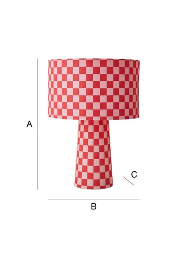 ValueLights Pritchard Pink Checkerboard Drum Shade Full Fabric Table Lamp
