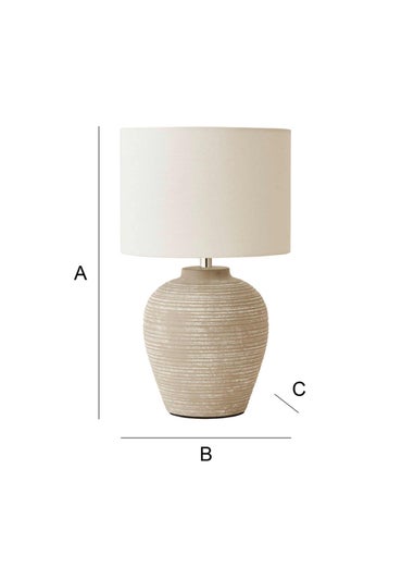ValueLights Reid Linen Drum Lamp Shade Ribbed Ceramic Small Table Lamp