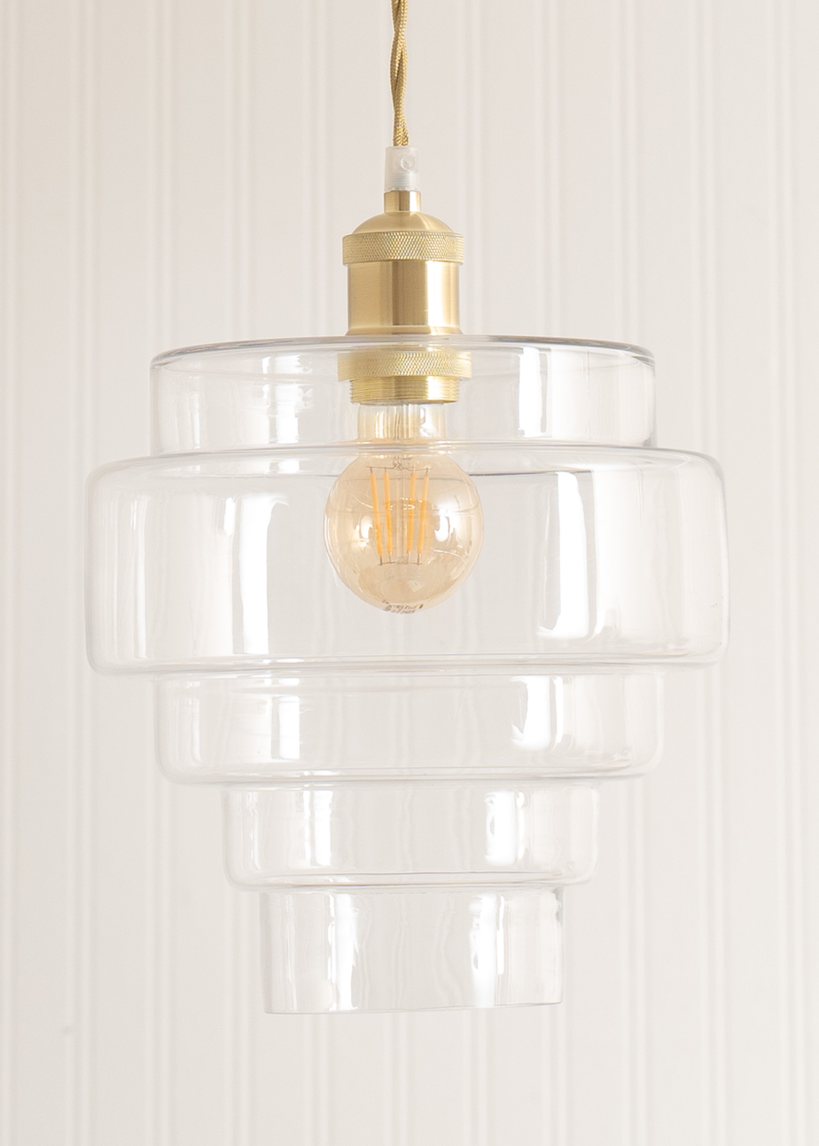 ValueLights Lane Clear Glass 5 Tier Layered Easy Fit Ceiling Pendant Lamp Shade