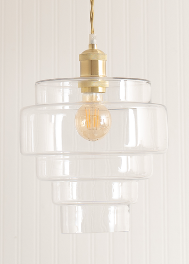 ValueLights Lane Clear Glass 5 Tier Layered Easy Fit Ceiling Pendant Lamp Shade