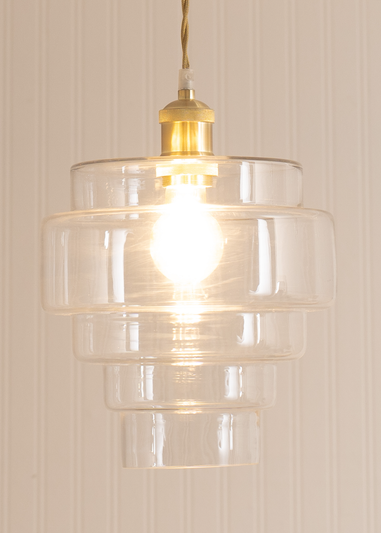 ValueLights Lane Clear Glass 5 Tier Layered Easy Fit Ceiling Pendant Lamp Shade