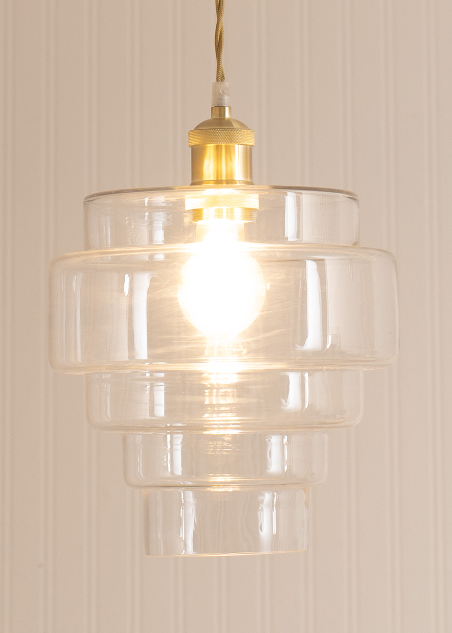 ValueLights Lane Clear Glass 5 Tier Layered Easy Fit Ceiling Pendant Lamp Shade