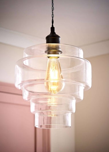 ValueLights Lane Clear Glass 5 Tier Layered Easy Fit Ceiling Pendant Lamp Shade