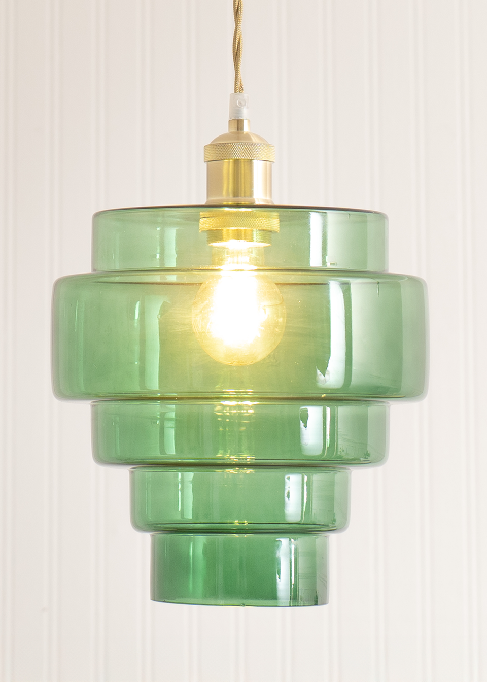 ValueLights Lane Green Glass 5 Tier Layered Easy Fit Ceiling Pendant Lamp Shade