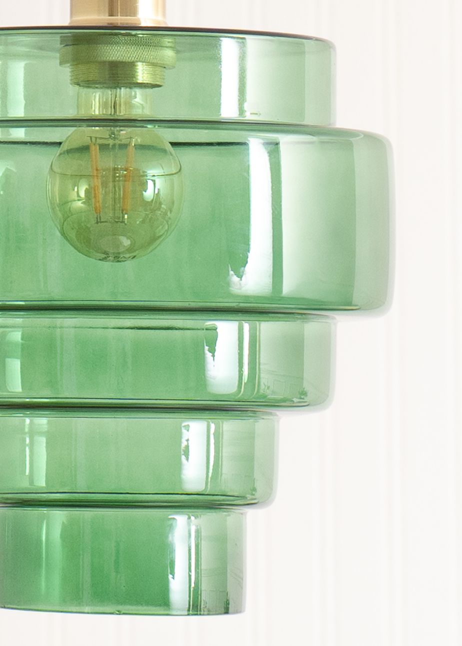 ValueLights Lane Green Glass 5 Tier Layered Easy Fit Ceiling Pendant Lamp Shade