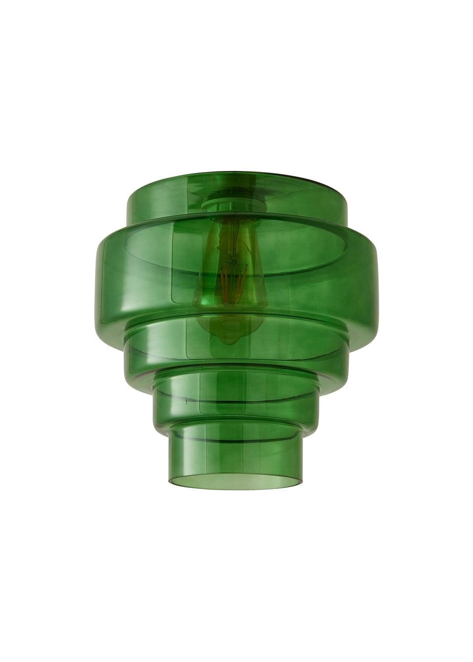 ValueLights Lane Green Glass 5 Tier Layered Easy Fit Ceiling Pendant Lamp Shade