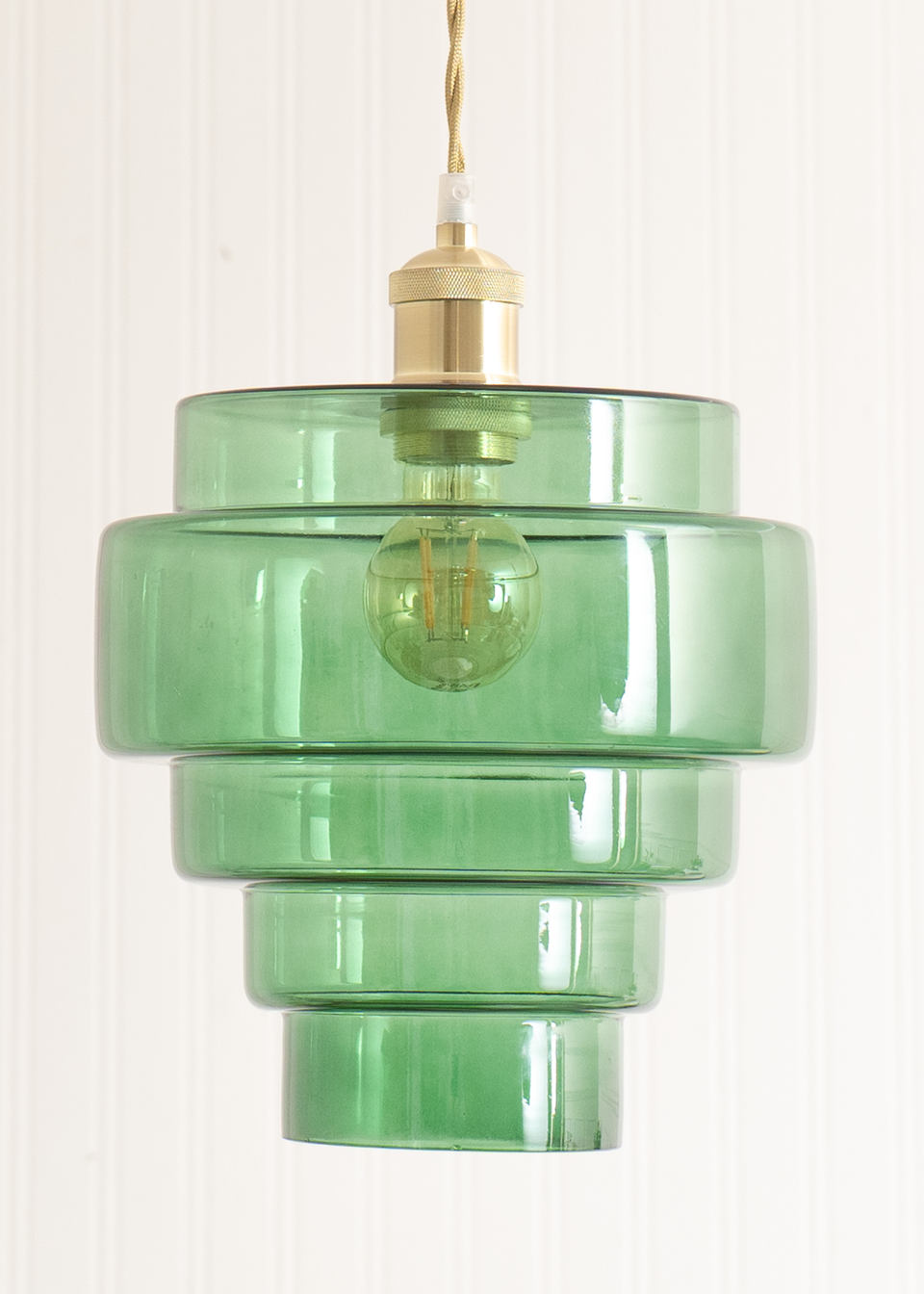ValueLights Lane Green Glass 5 Tier Layered Easy Fit Ceiling Pendant Lamp Shade