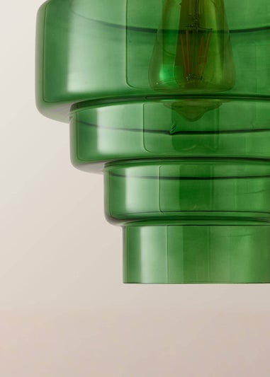 ValueLights Lane Green Glass 5 Tier Layered Easy Fit Ceiling Pendant Lamp Shade