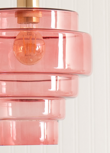 ValueLights Lane Pink Glass 5 Tier Layered Easy Fit Ceiling Pendant Lamp Shade