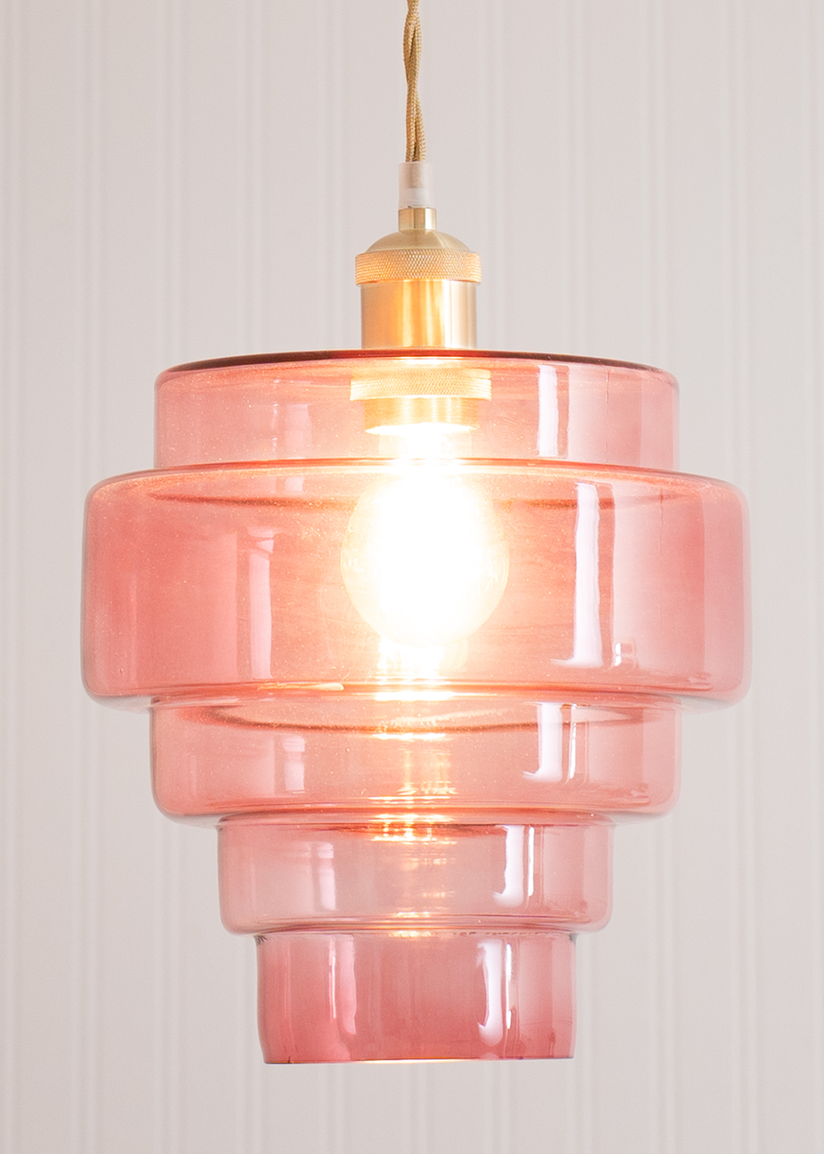 ValueLights Lane Pink Glass 5 Tier Layered Easy Fit Ceiling Pendant Lamp Shade