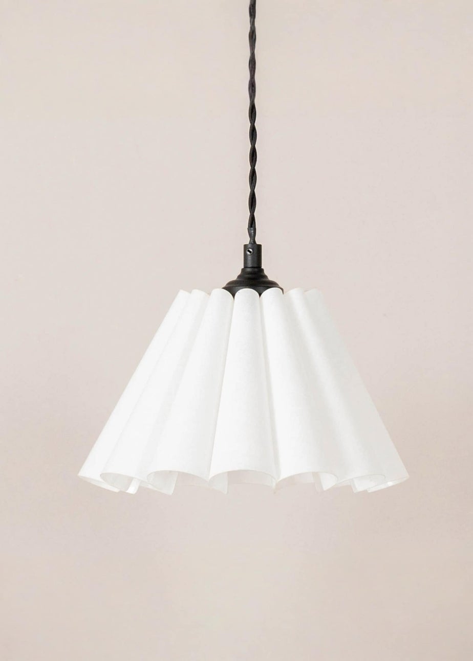ValueLights Lauren White Pleated Shade 3 Drop Bar Matte Black Diner Ceiling Pendant Light