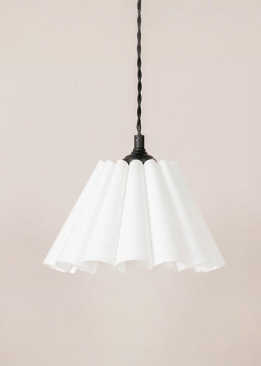 ValueLights Lauren White Pleated Shade 3 Drop Bar Matte Black Diner Ceiling Pendant Light