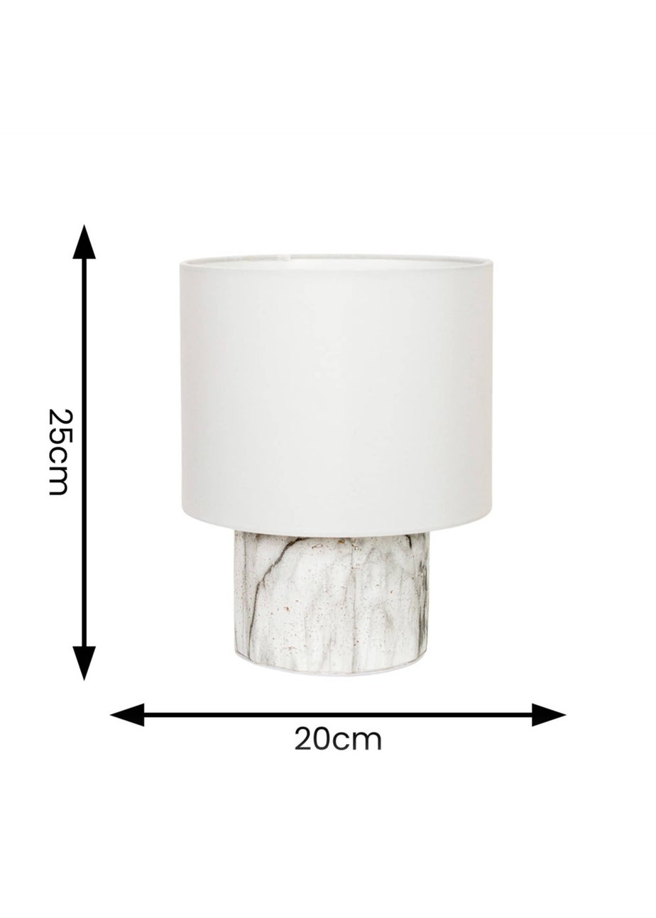 ValueLights Melanie White Marble Effect Table Lamp with White Linen Lamp Shade