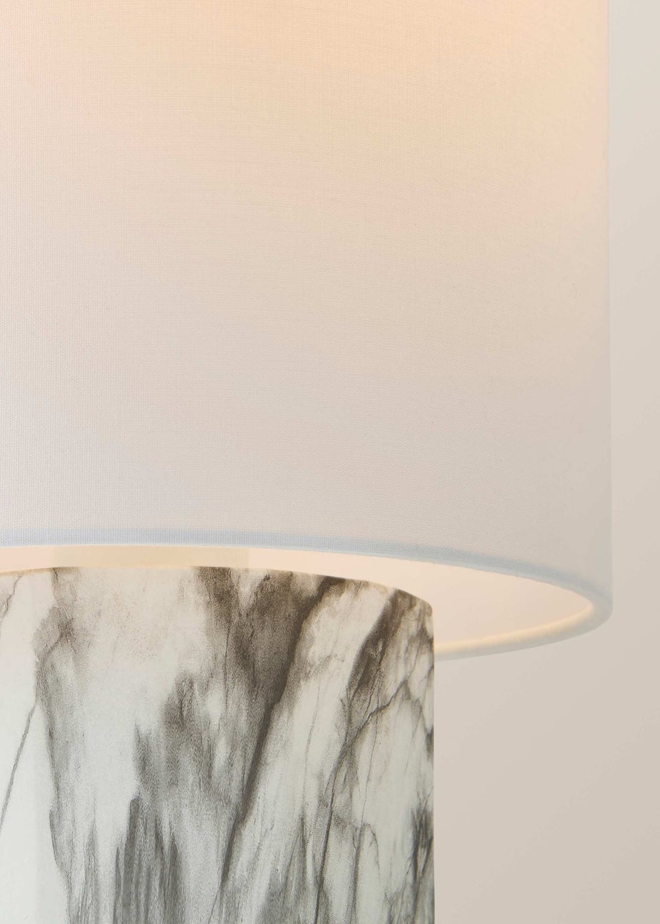ValueLights Melanie Marble Effect Table Lamp with Linen Shade