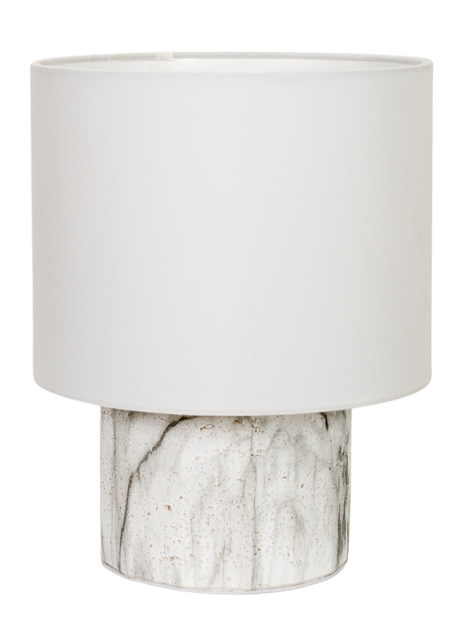 ValueLights Melanie White Marble Effect Table Lamp with White Linen Lamp Shade