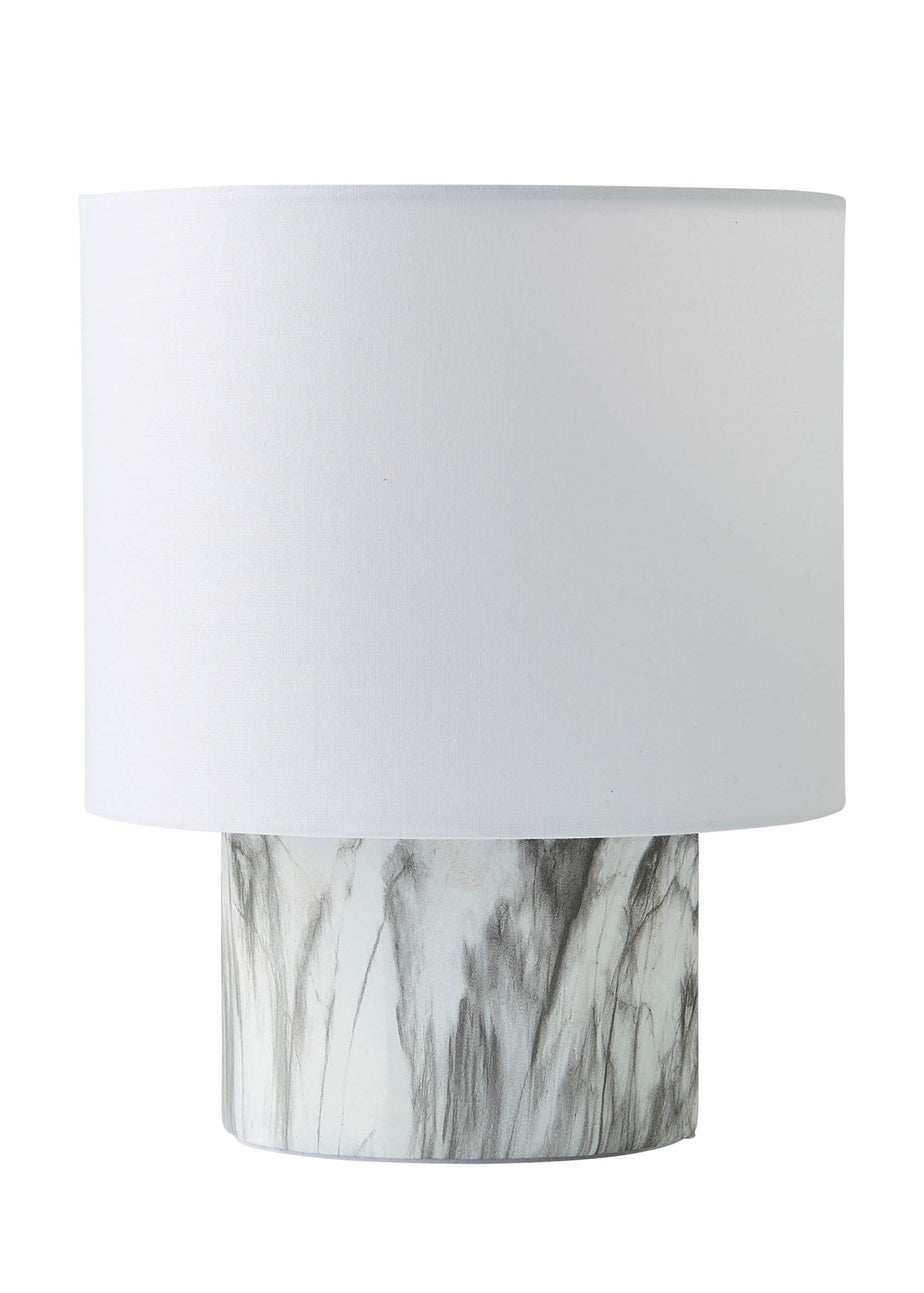 ValueLights Melanie Marble Effect Table Lamp with Linen Shade