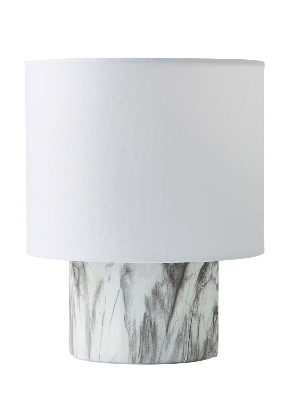 ValueLights Melanie Marble Effect Table Lamp with Linen Shade