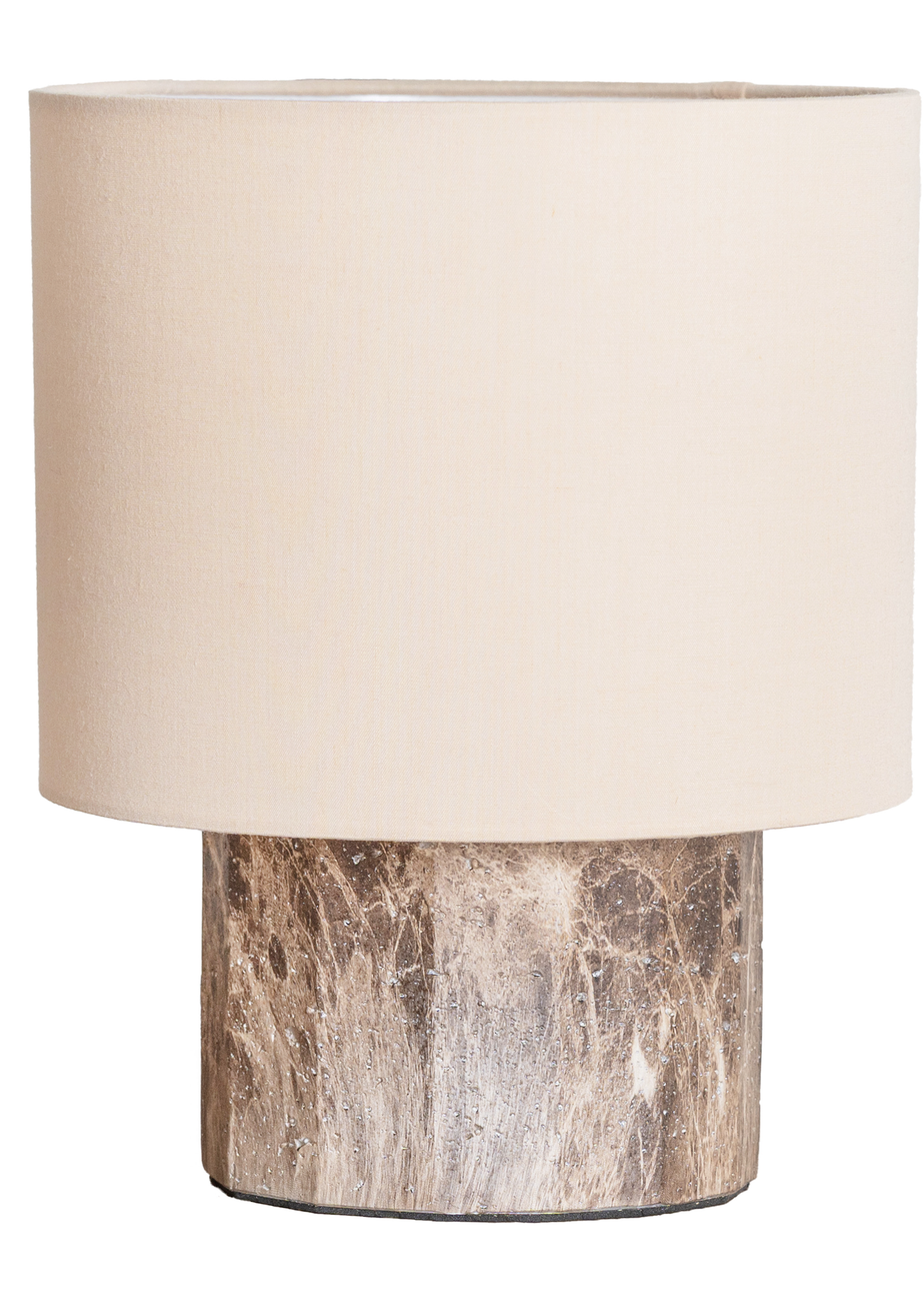 ValueLights Melanie Dark Marble Effect Table Lamp with Natural Linen Lamp Shade