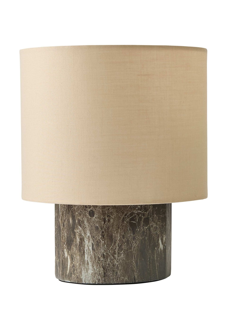 ValueLights Melanie Dark Marble Effect Table Lamp with Natural Linen Lamp Shade
