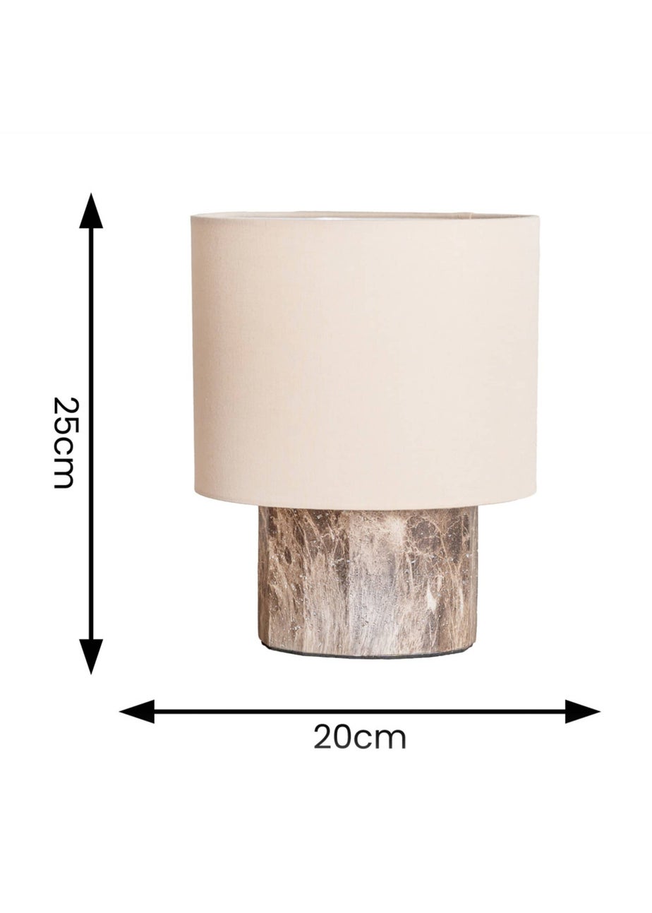 ValueLights Melanie Dark Marble Effect Table Lamp with Natural Linen Lamp Shade