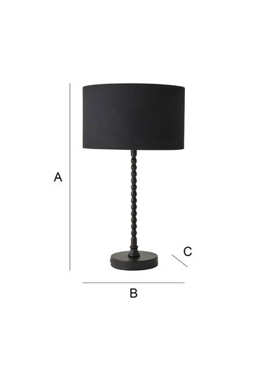 ValueLights Maeve Black Fabric Drum Lamp Shade Bobbin Bobble Table Lamp