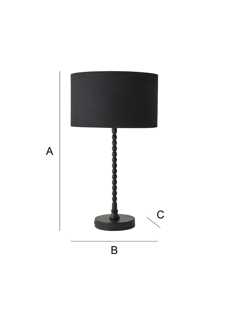 ValueLights Maeve Black Fabric Drum Lamp Shade Bobbin Bobble Table Lamp