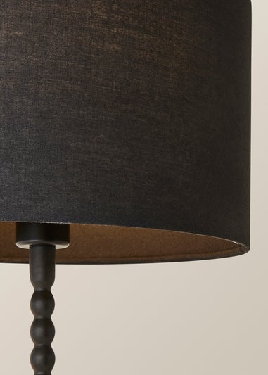 ValueLights Maeve Black Fabric Drum Lamp Shade Bobbin Bobble Table Lamp