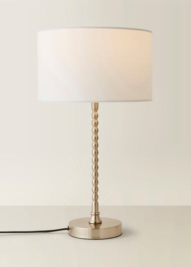 ValueLights Maeve Black Fabric Drum Lamp Shade Bobbin Bobble Table Lamp