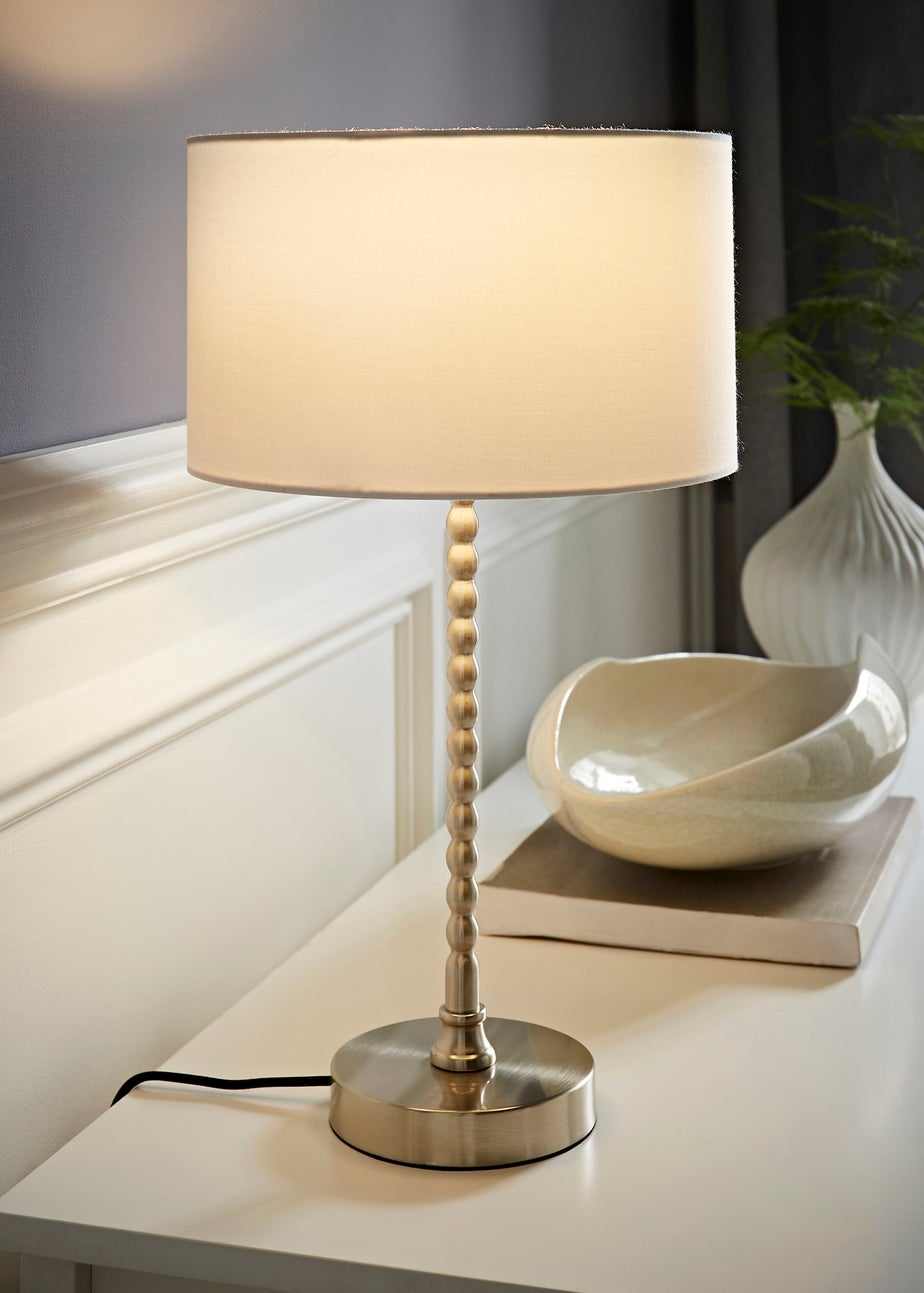 ValueLights Maeve Black Fabric Drum Lamp Shade Bobbin Bobble Table Lamp