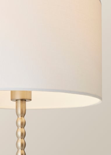 ValueLights Maeve Black Fabric Drum Lamp Shade Bobbin Bobble Table Lamp