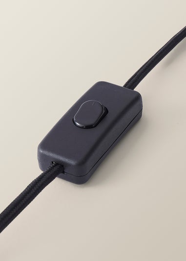 ValueLights Maeve Black Fabric Drum Lamp Shade Bobbin Bobble Table Lamp