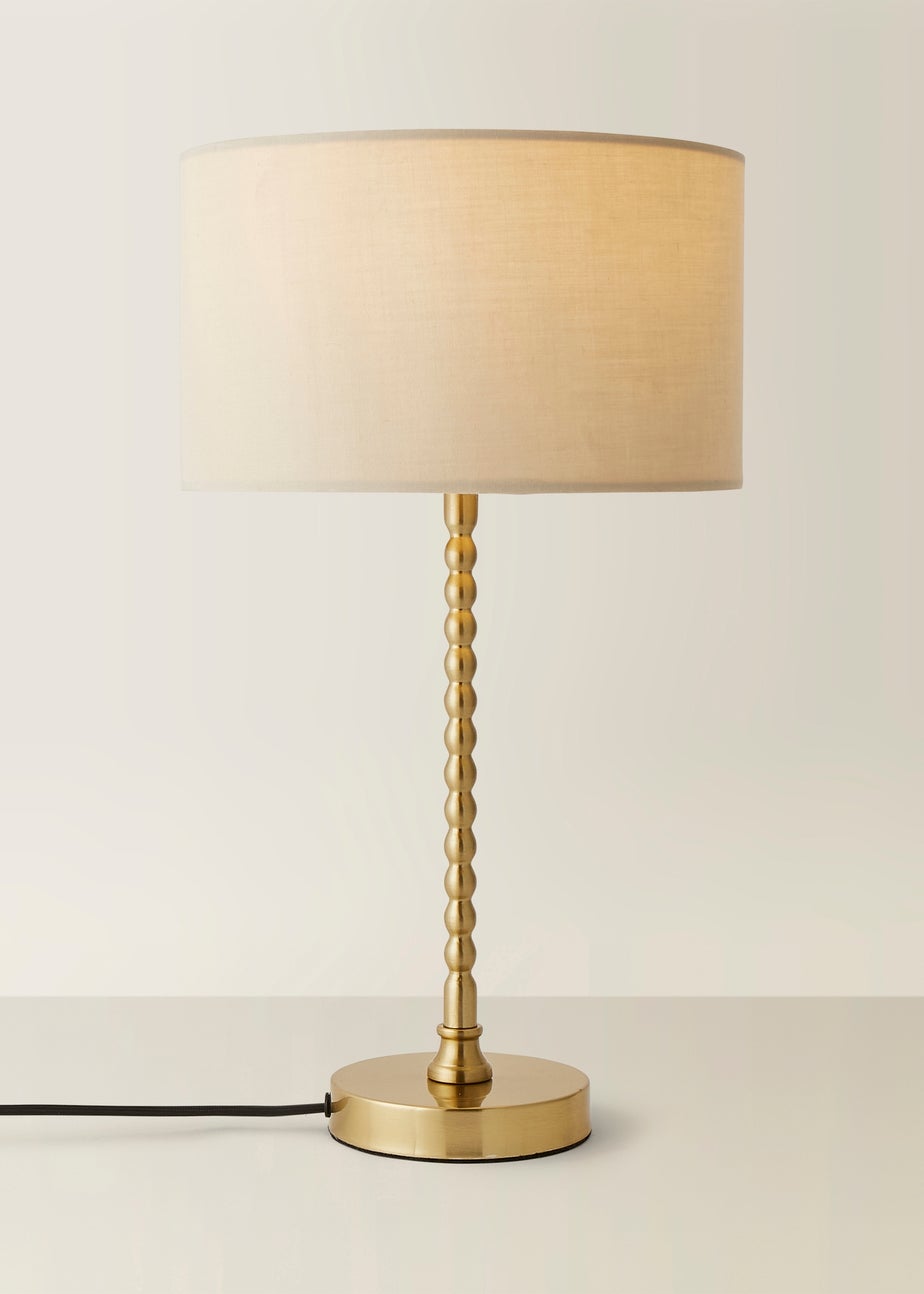 ValueLights Maeve Black Fabric Drum Lamp Shade Bobbin Bobble Table Lamp