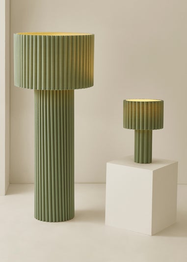 ValueLights Lenny Drum Lamp Shade Colour Drench Ribbed Full Fabric Table Lamp