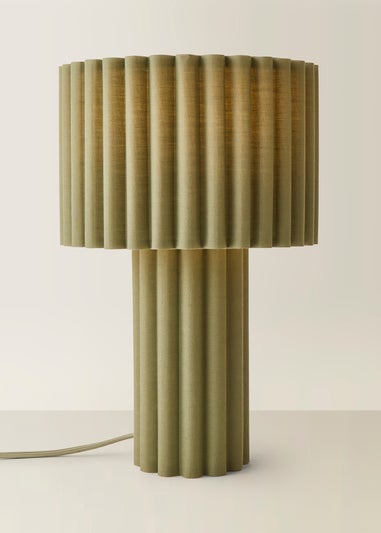ValueLights Lenny Drum Lamp Shade Colour Drench Ribbed Full Fabric Table Lamp