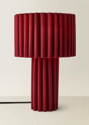 ValueLights Lenny Drum Lamp Shade Colour Drench Ribbed Full Fabric Table Lamp