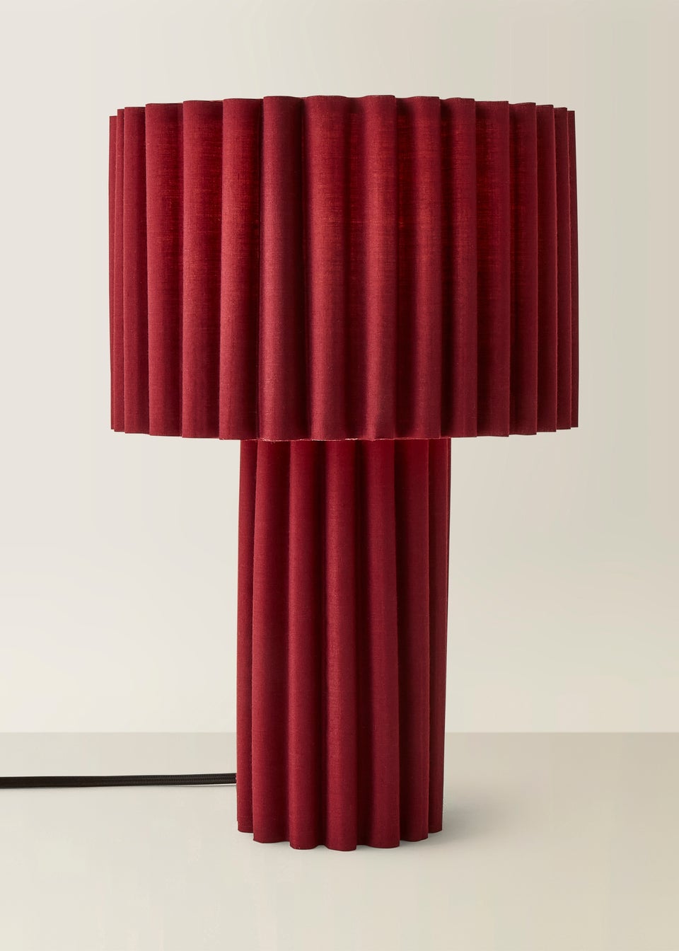 ValueLights Lenny Drum Lamp Shade Colour Drench Ribbed Full Fabric Table Lamp