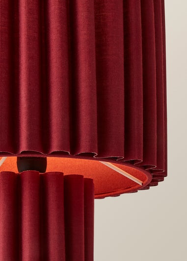 ValueLights Lenny Drum Lamp Shade Colour Drench Ribbed Full Fabric Table Lamp