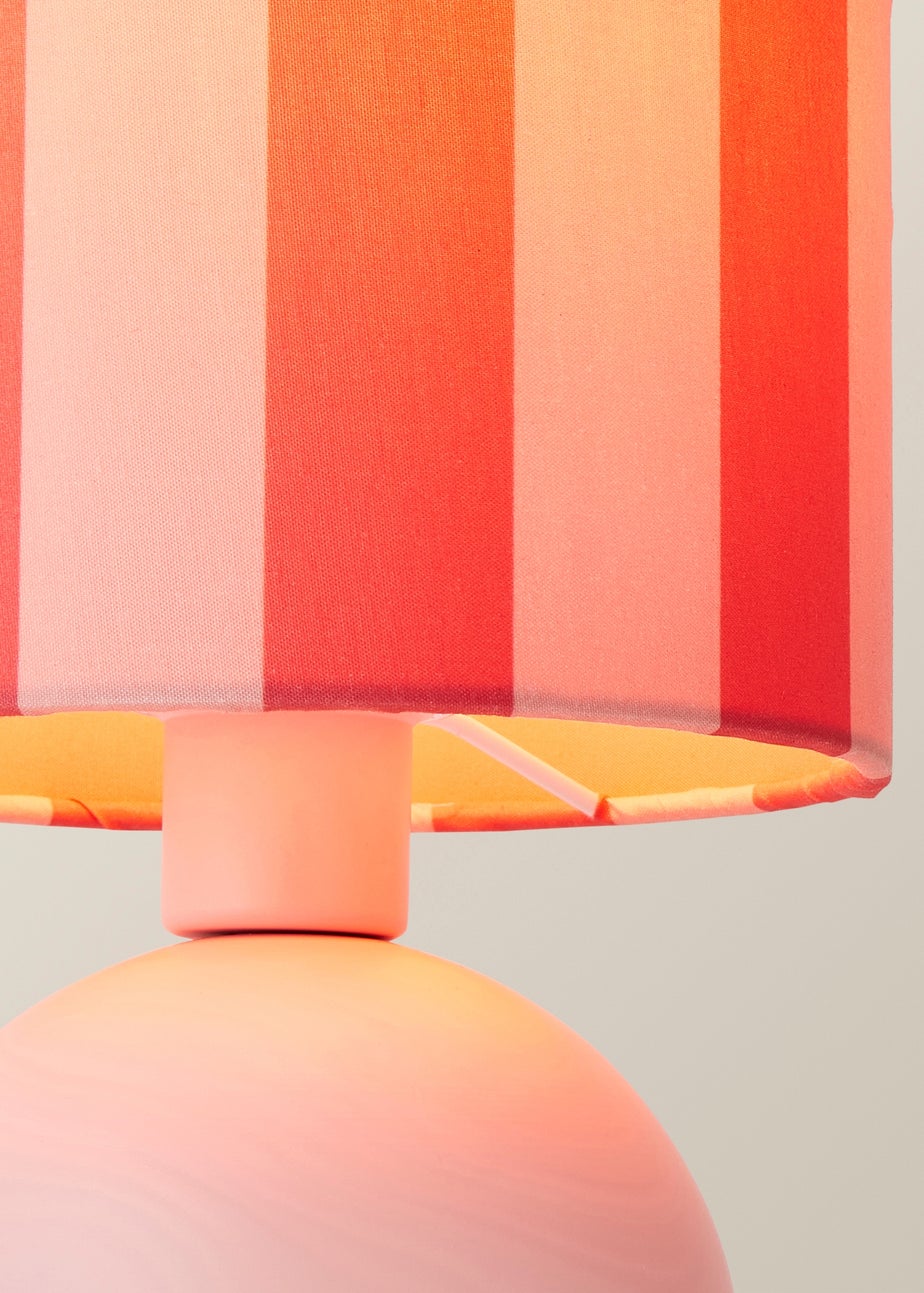 ValueLights Miley Pink Stripes Drum Lamp Shade Pale Pink Table Lamp