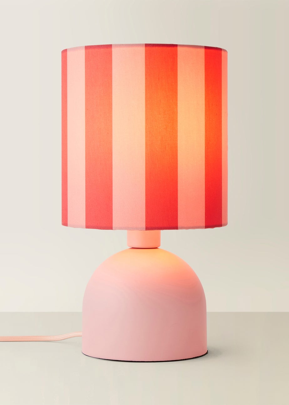 ValueLights Miley Pink Stripes Drum Lamp Shade Pale Pink Table Lamp