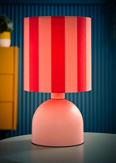 ValueLights Miley Pink Stripes Drum Lamp Shade Pale Pink Table Lamp